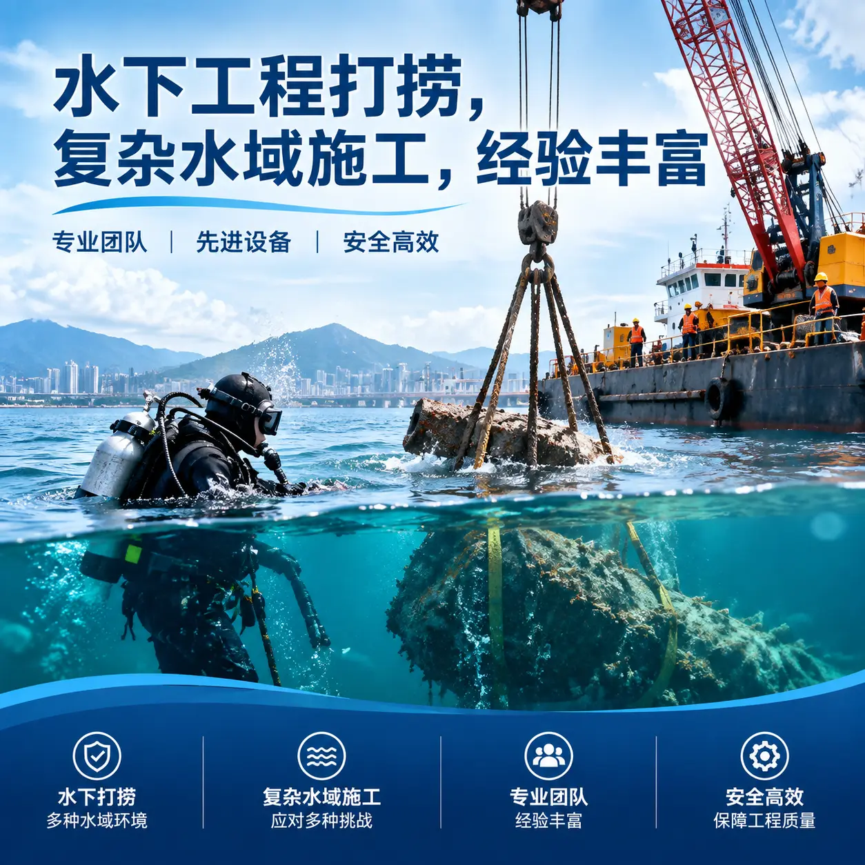 水下工程打捞,复杂水域施工,经验丰富随县
